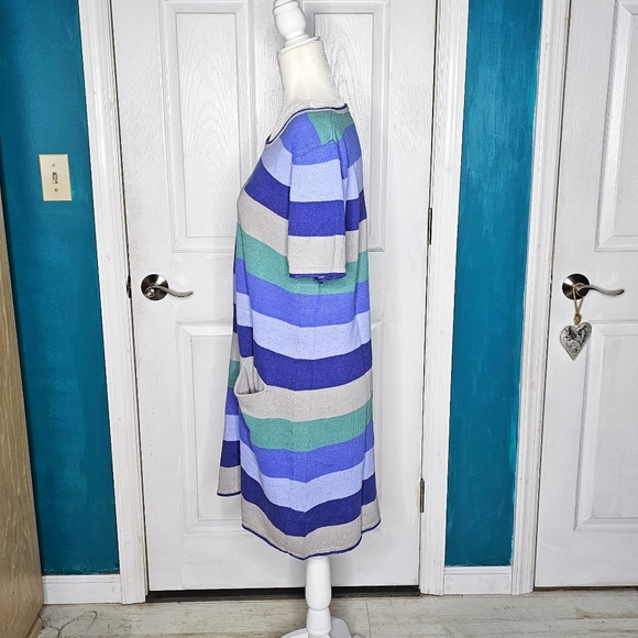 Gudrun Sjoden Striped Blue And Green Women's Dress - Picture 8 of 14